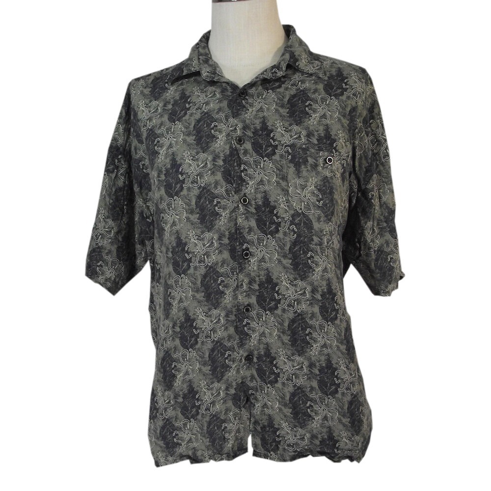 Untied Hawaiian shirt men's extra large XL paisley blue gray floral short sleeve